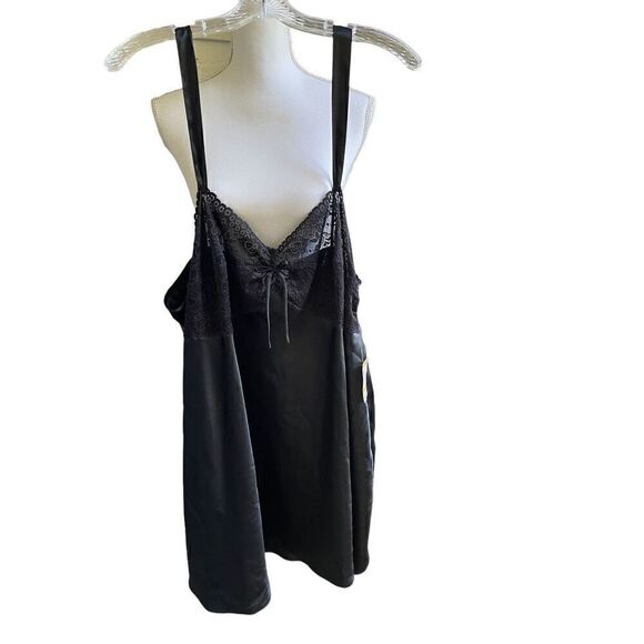NWT Vintage Y2K Morgan Taylor Intimates Slip Chemise Lingerie Black 3X - Picture 5 of 13